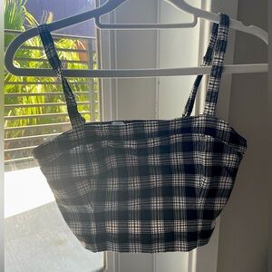 Crop top with black and white checker pattern from Hollister